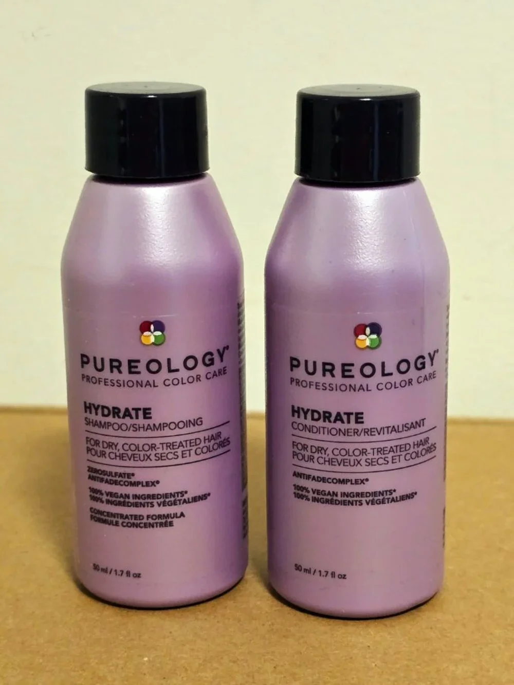 Pureology 4 Pc Travel Set Hydrate Shampoo Conditioner Color Fanatic Top Coat NEW